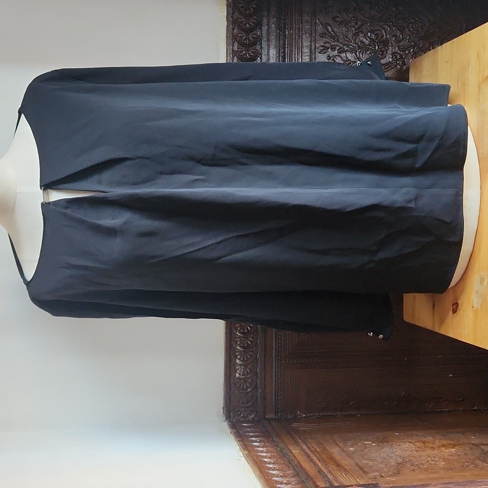 NWT LAUREN RALPH LAUREN L/S Slit arm black top Size L